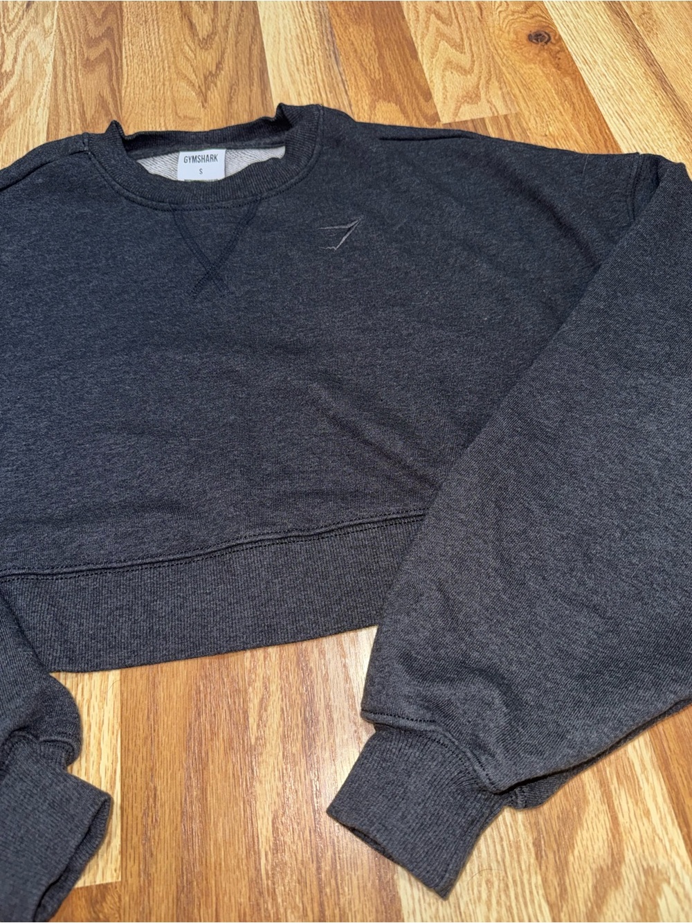 Gymshark Rest Day Sweats Cropped Pullover Sweatshirt Dark Gray Marl Size Small - Picture 2 of 11